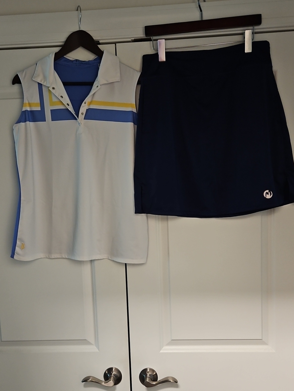 Blue athletic Skort and Polo Tank combo